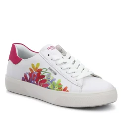 Leather Floral Patterned Trainers - White Multi