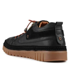 Leather Gum Sole Shoes With Zip Fastening - Black