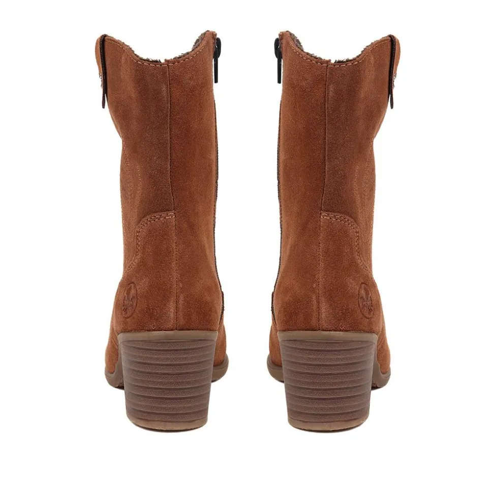 Leather Heeled Ankle Boots - Tan