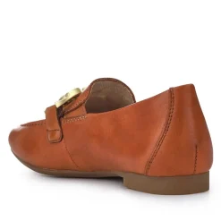 Leather Heeled Loafers - Tan