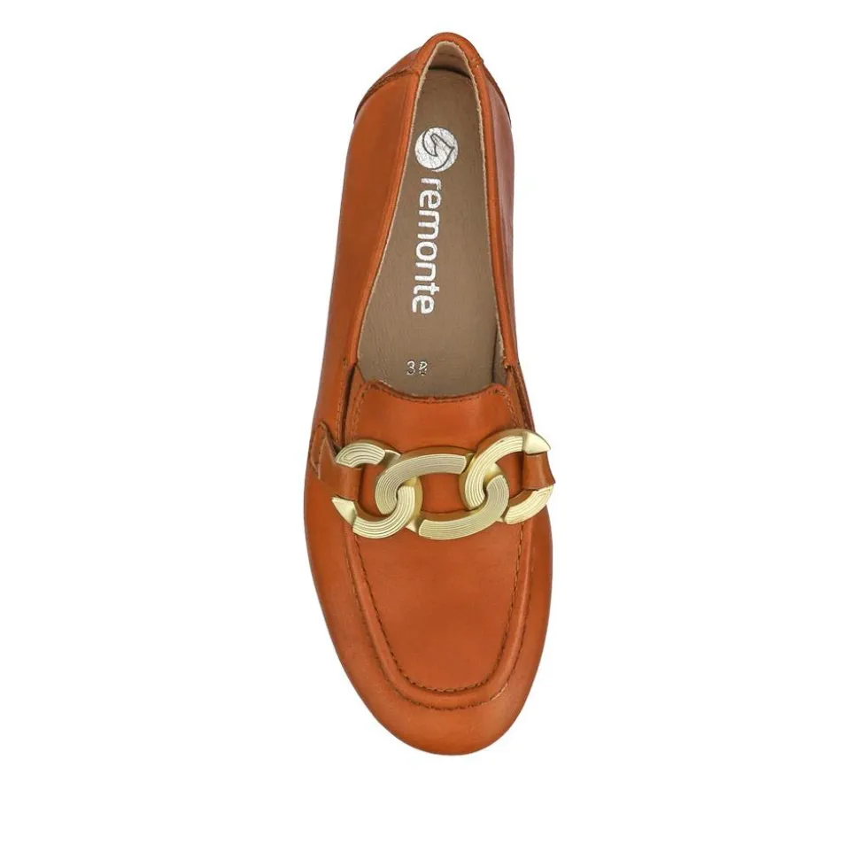 Leather Heeled Loafers - Tan