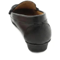 Leather Heeled Moccasins with Woven Detail - Black
