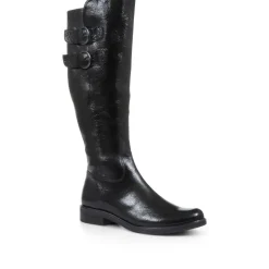 Leather Knee High Boot - Black