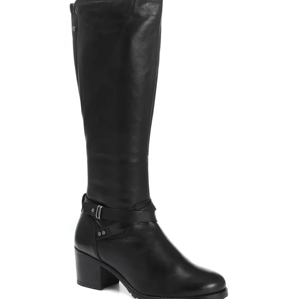 Leather Knee High Boot - Black