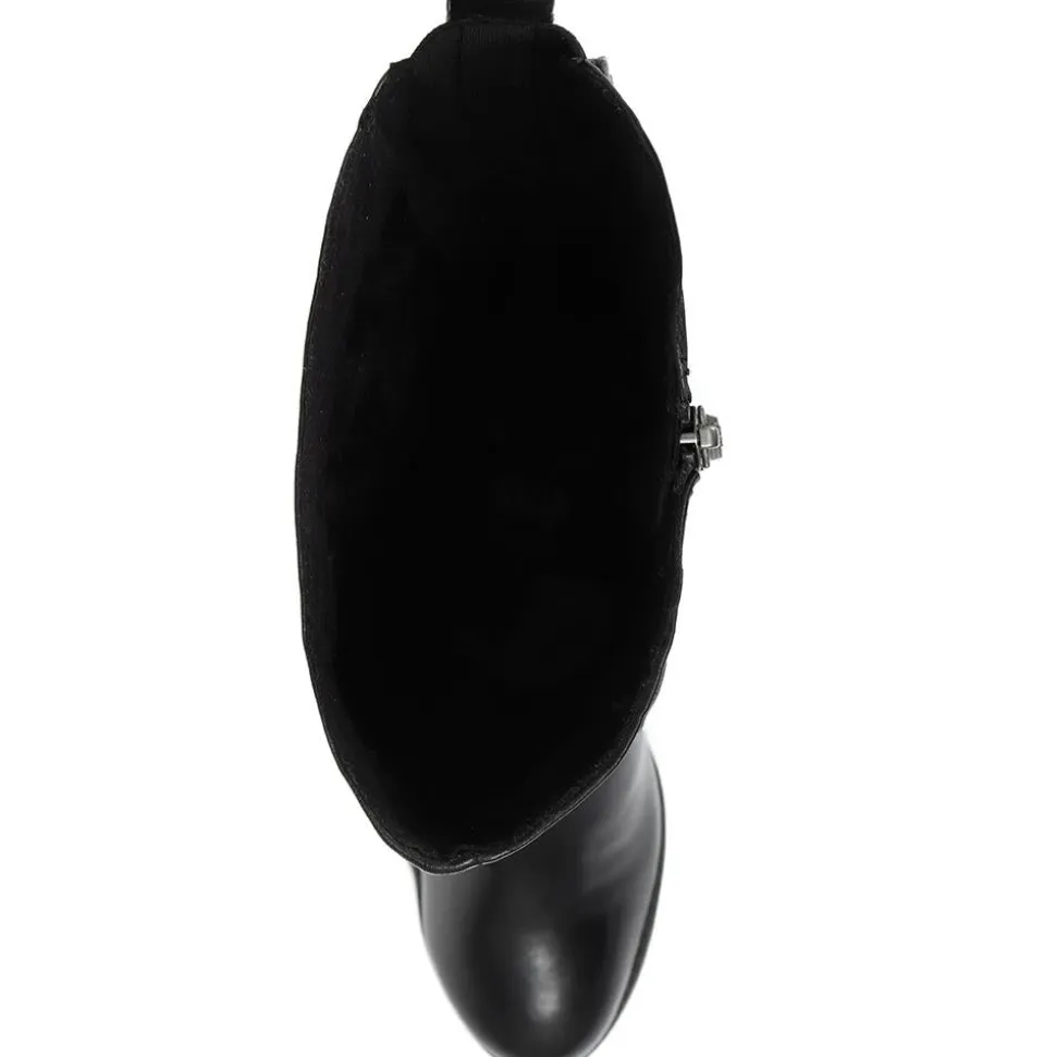 Leather Knee High Boot - Black