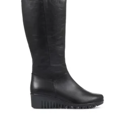 Leather Knee-High Boots - Black