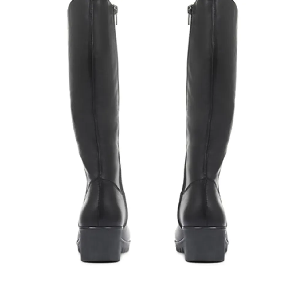 Leather Knee-High Boots - Black