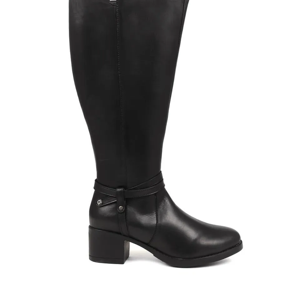 Leather Knee High Boots - Black