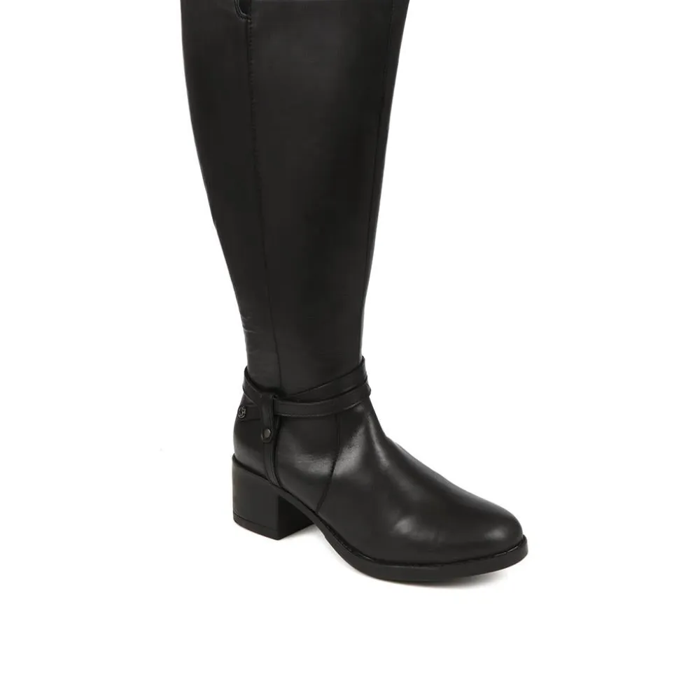 Leather Knee High Boots - Black