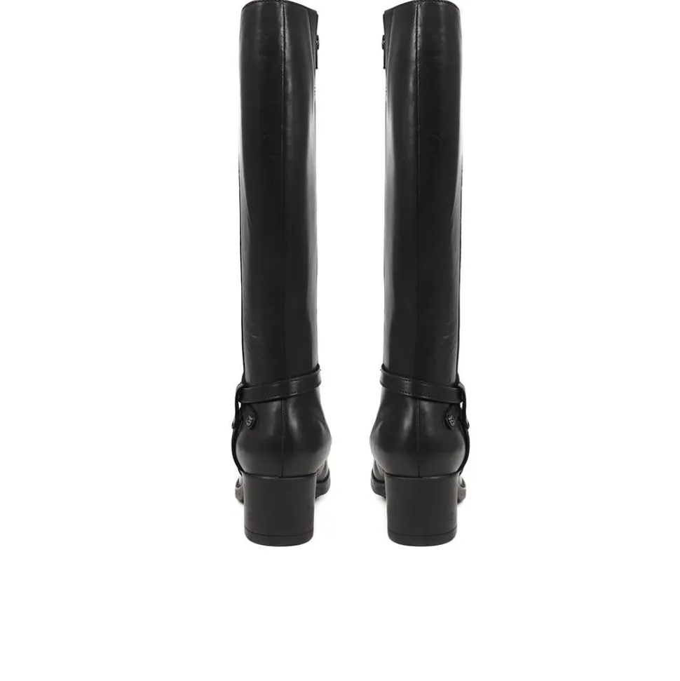 Leather Knee High Boots - Black