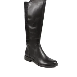 Leather Knee High Boots - Black