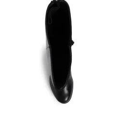 Leather Knee High Boots with Extra Wide Calf - Black