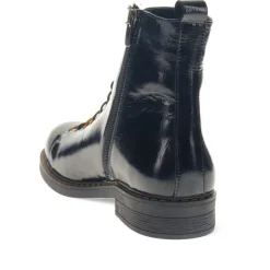 Leather Lace-Up Ankle Boots - Black