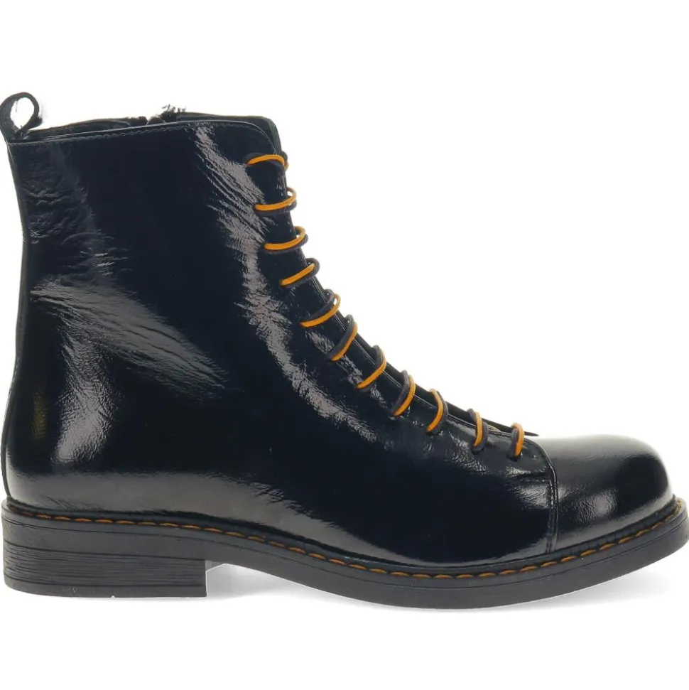 Leather Lace-Up Ankle Boots - Black