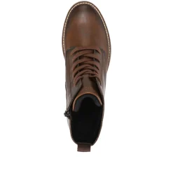 Leather Lace-Up Ankle Boots - Brown