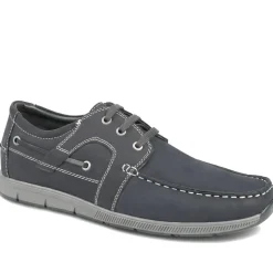 Leather Lace Up Boat Shoes - Navy
