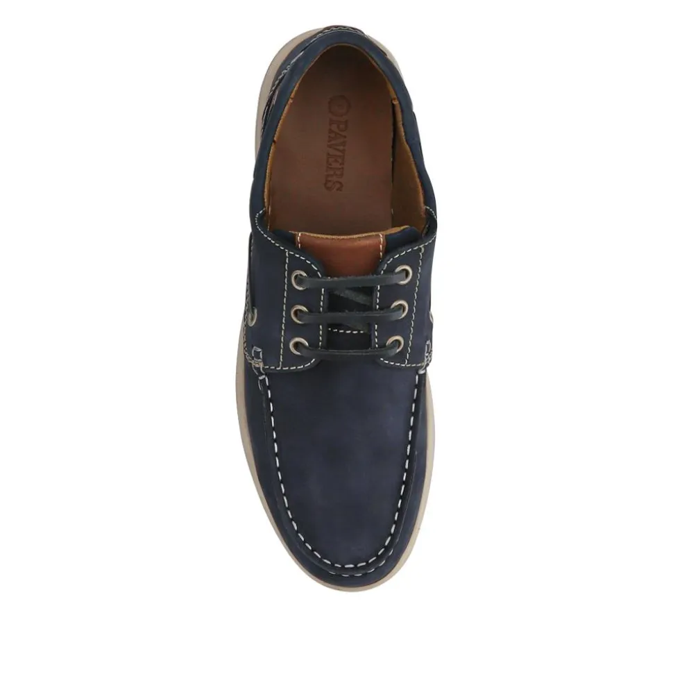 Leather Lace-Up Boat Shoes - Navy