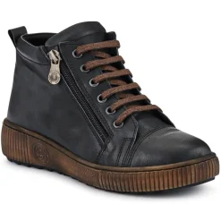 Leather Lace-Up Boots - Black