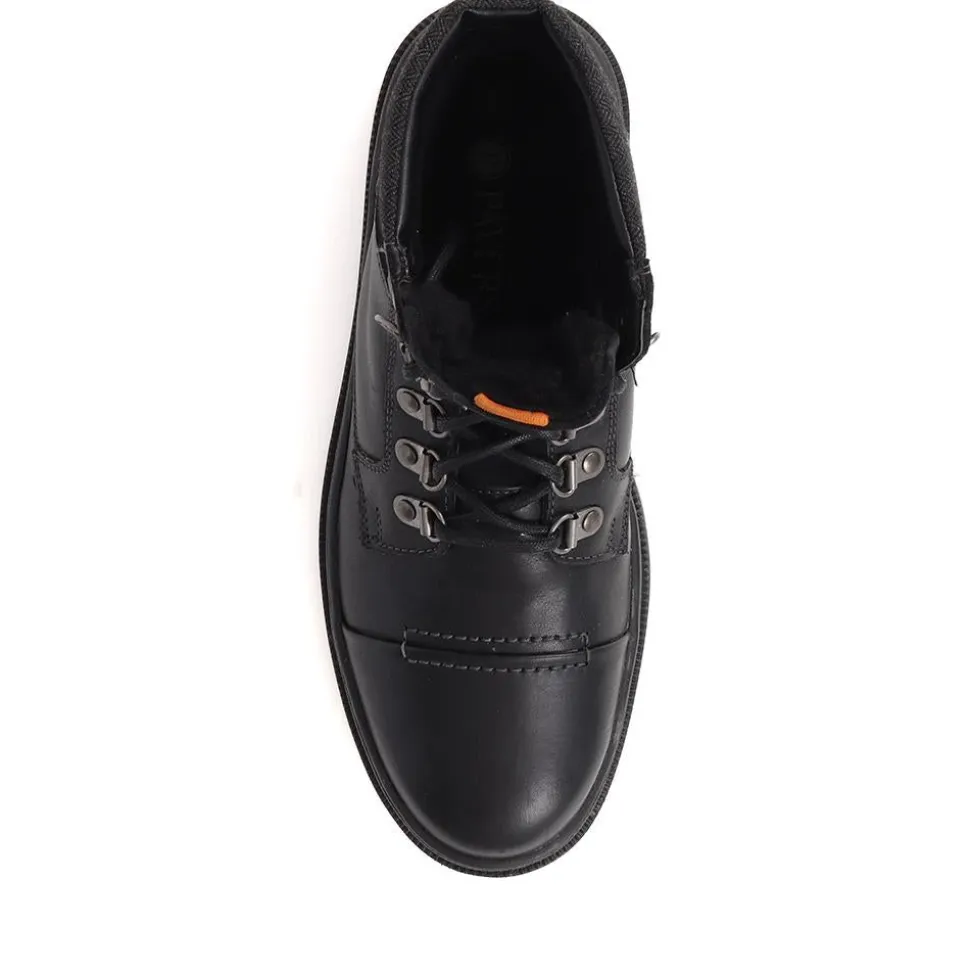 Leather Lace-Up Boots - Black
