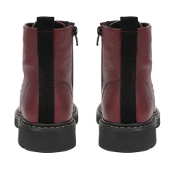 Leather Lace-Up Boots - Bordeaux