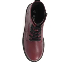 Leather Lace-Up Boots - Bordeaux