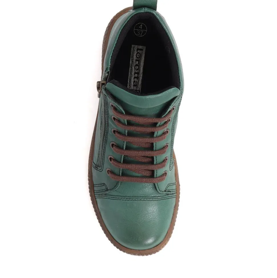 Leather Lace-Up Boots - Green