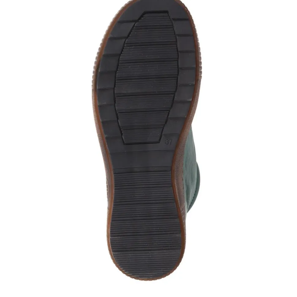 Leather Lace-Up Boots - Green