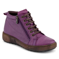 Leather Lace-Up Boots - Purple