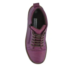 Leather Lace-Up Boots - Purple