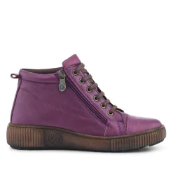 Leather Lace-Up Boots - Purple