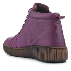 Leather Lace-Up Boots - Purple