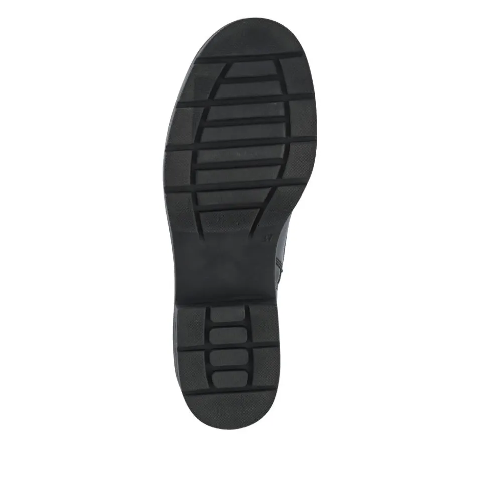 Leather Lace-Up Boots With Inside Zip - Black