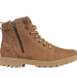 Leather Lace-Up Hiker Boots - Light Brown