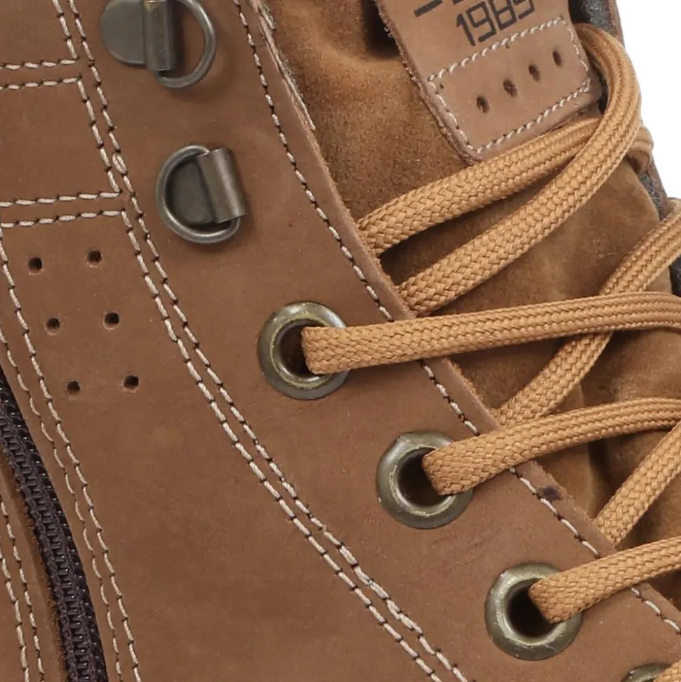 Leather Lace-Up Hiker Boots - Light Brown