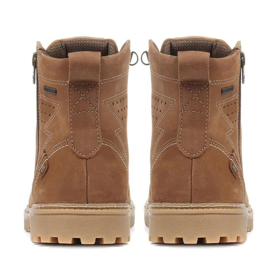 Leather Lace-Up Hiker Boots - Light Brown
