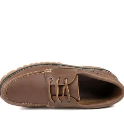 Leather Lace Up Moccasins - Brown