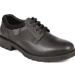 Leather Lace-Up Shoes - Black-Grey