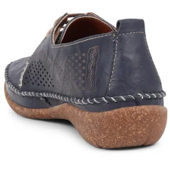 Leather Lace-Up Shoes - Navy
