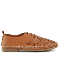 Leather Lace-Up Shoes - Tan