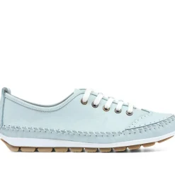 Leather Lace-Up Trainers - Baby Blue