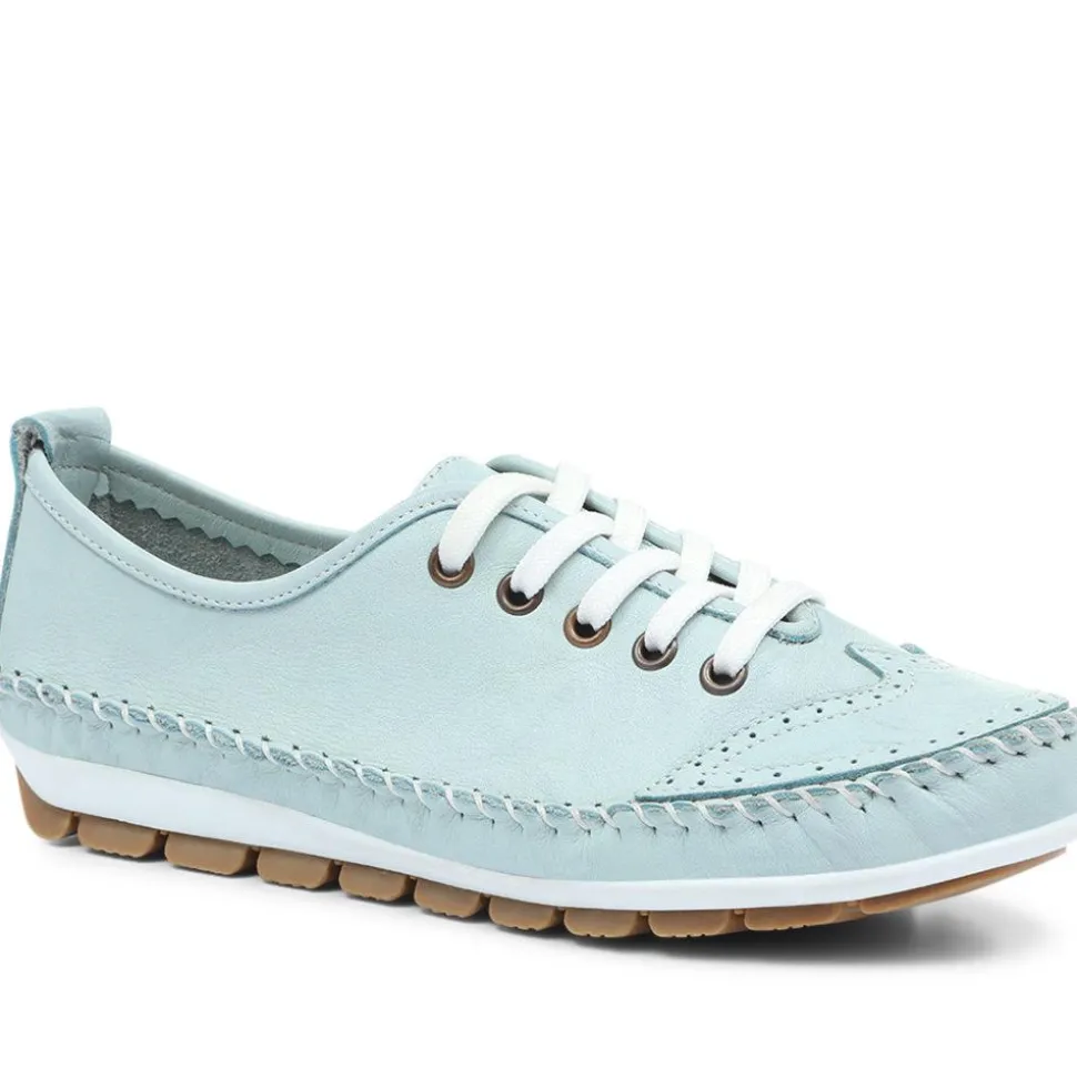 Leather Lace-Up Trainers - Baby Blue