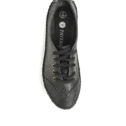 Leather Lace-Up Trainers - Black