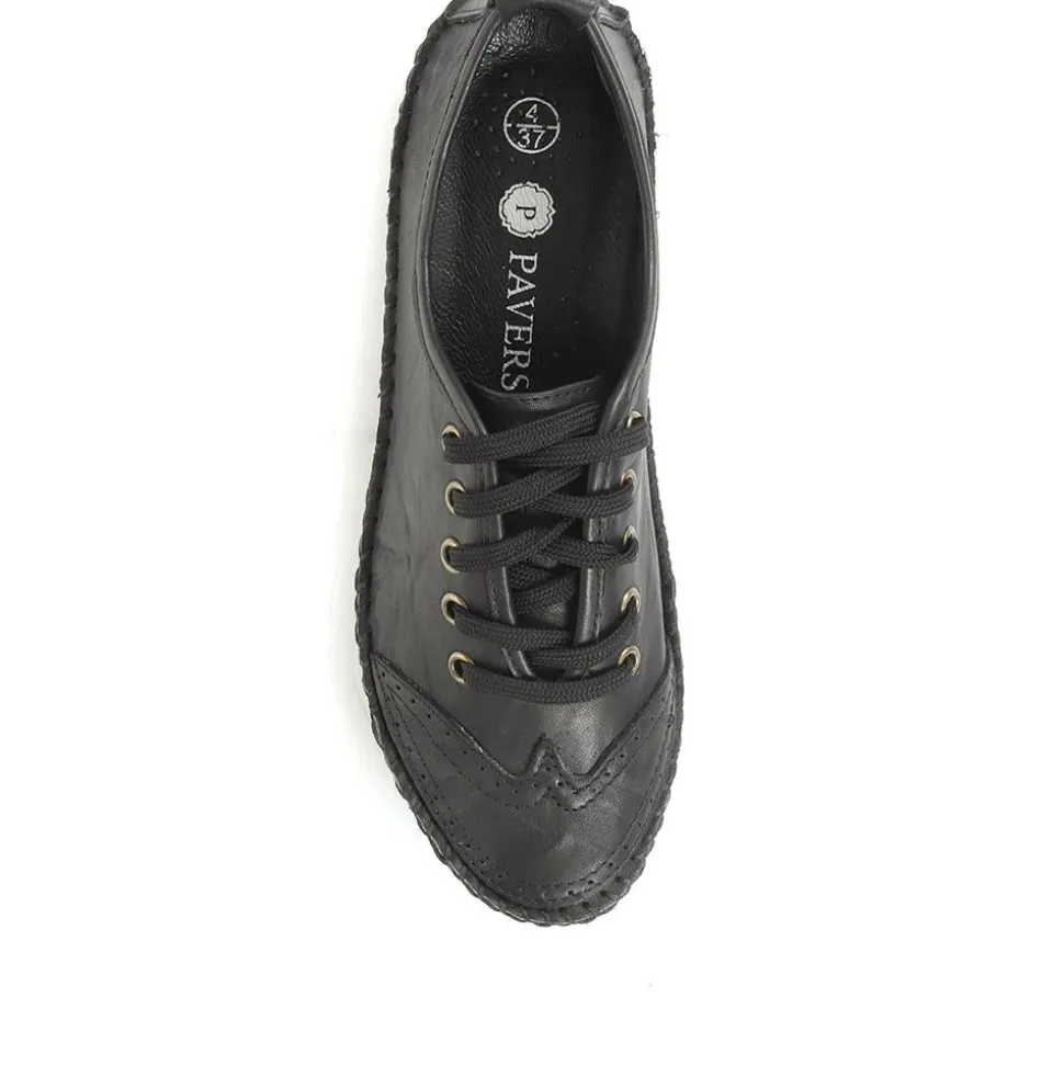 Leather Lace-Up Trainers - Black