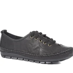 Leather Lace-Up Trainers - Black