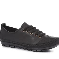 Leather Lace-Up Trainers - Black-Black