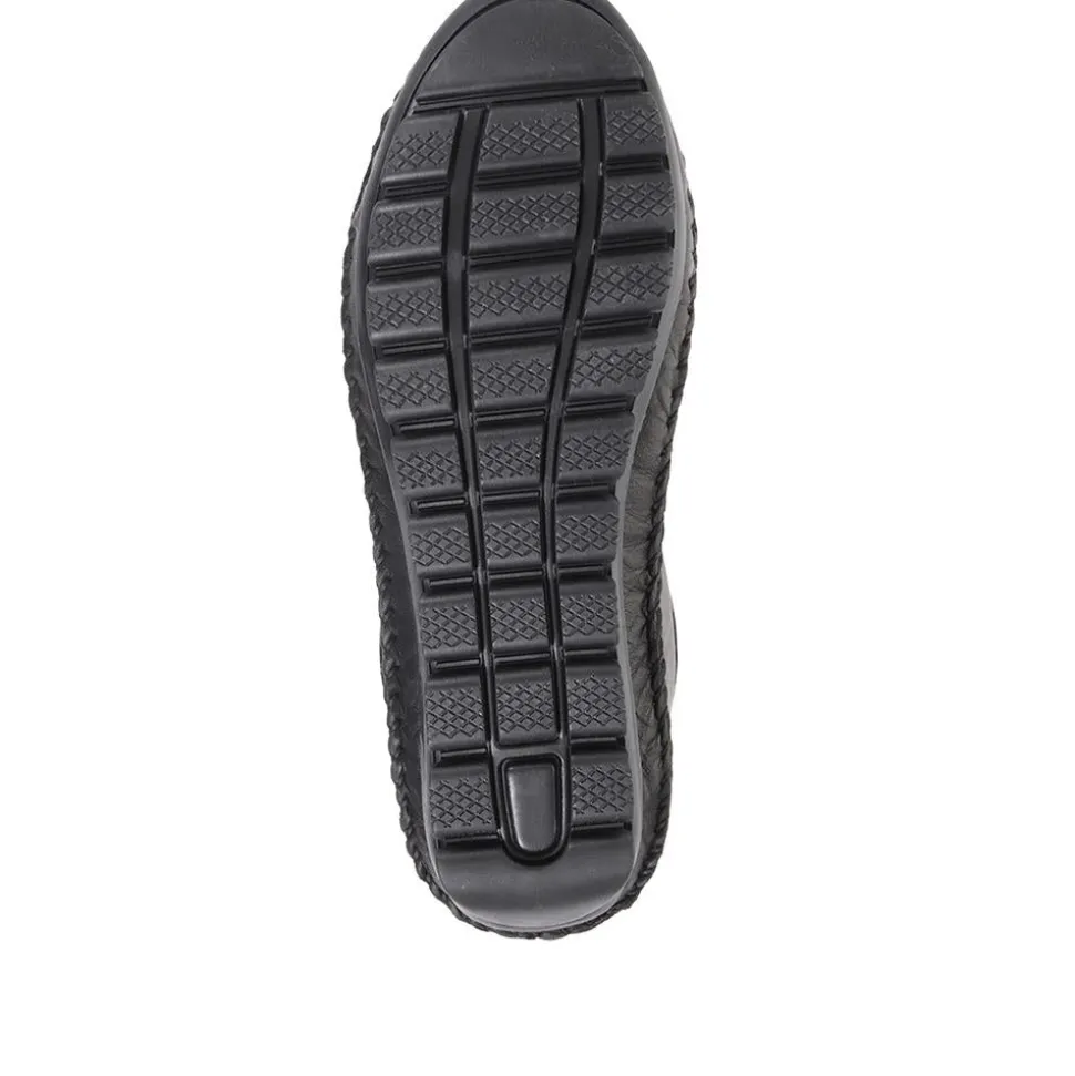 Leather Lace-Up Trainers - Black-Black