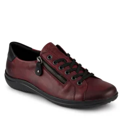 Leather Lace-Up Trainers - Burgundy