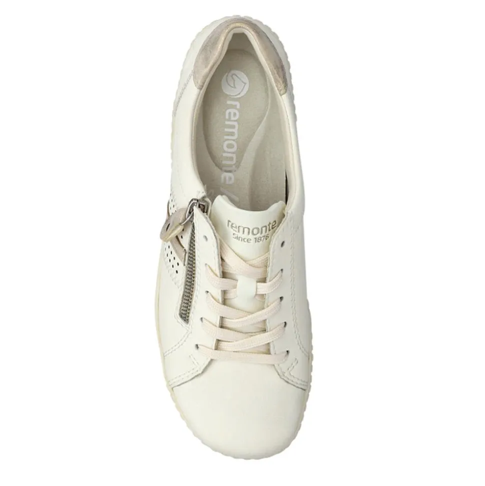Leather Lace-Up Trainers - Cream