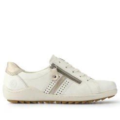 Leather Lace-Up Trainers - Cream