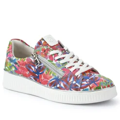 Leather Lace-Up Trainers - Floral